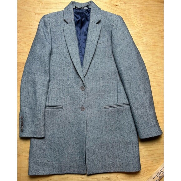 Jigsaw Grey Chambray Tweed Wool Coat Blazer Size UK 10 US 6 Gray - Picture 1 of 14